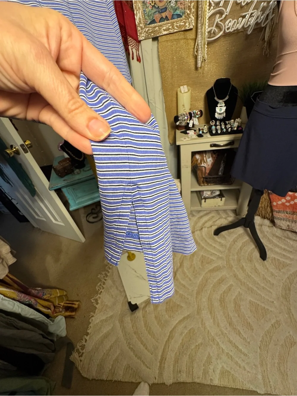 Ralph Lauren Light Blue Striped Polo with Solid Blue Collar
